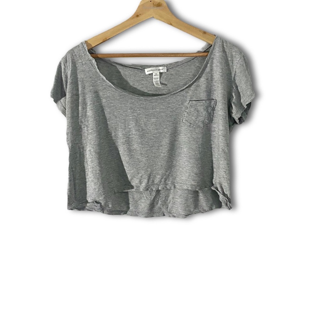 Ambiance Apparel Lightweight Gray Jersey Knit Crop Top